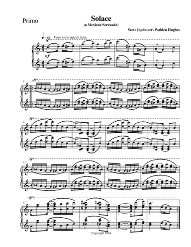 Joplin's Solace (A Mexican Serenade) Piano Duet (1 Piano 4 Hands) (arr. Dr. Walden Hughes)