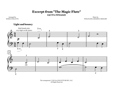 Excerpt from "The Magic Flute" (Primer Level Piano) (arr. Maria Colletti)