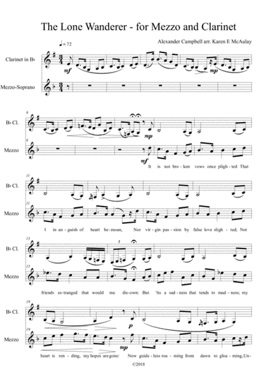 The Lone Wanderer - Mezzo Soprano and Clarinet (arr. Karen E McAulay)