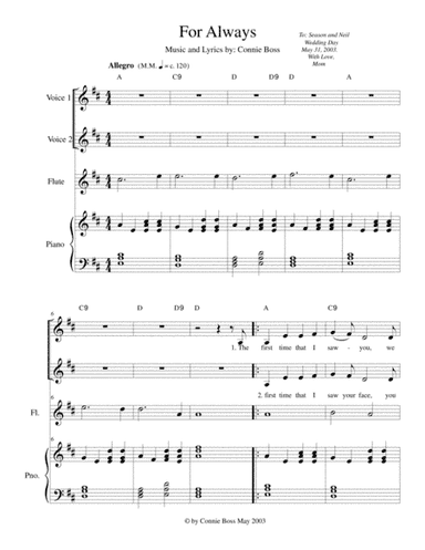 For Always - Wedding - flute, duet and piano