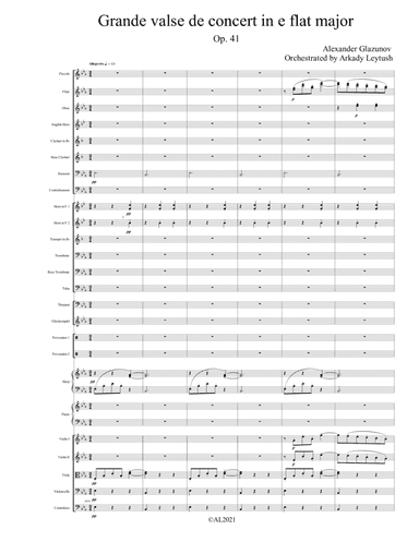 Alexander Glazunov -  Grand Concert Waltz in E-Flat Major,  Op. 41,   For Piano and Orchestra, Orche
