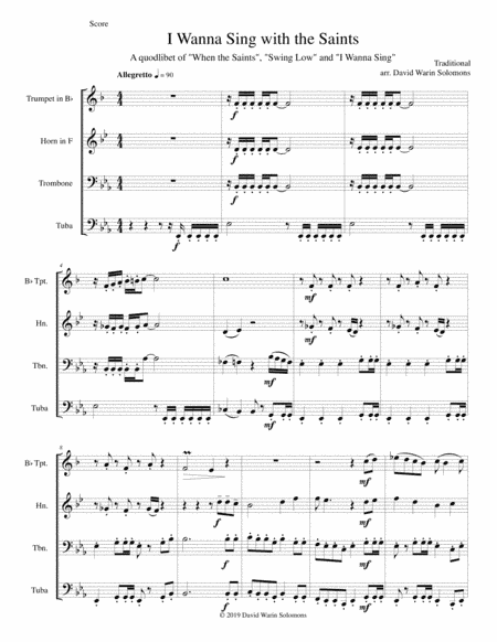 I wanna sing with the saints for brass quartet (arr. David Warin Solomons)