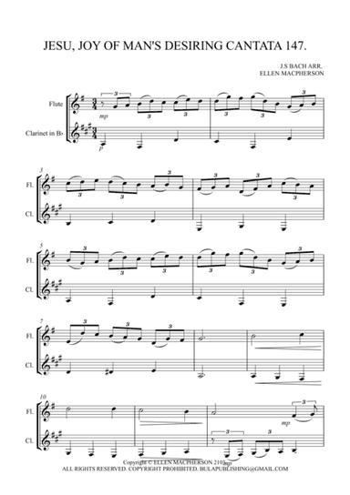 Jesu Joy of Man's Desiring from Cantata no.147 - FLUTE & CLARINET DUET (arr. Ellen Macpherson)