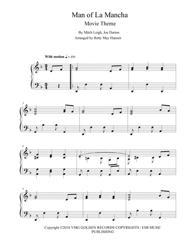 Man Of La Mancha (reprise) (arr. Betty May Hansen)