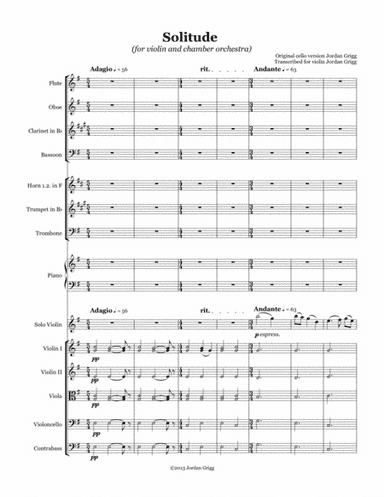 Solitude (for violin and chamber orchestra)