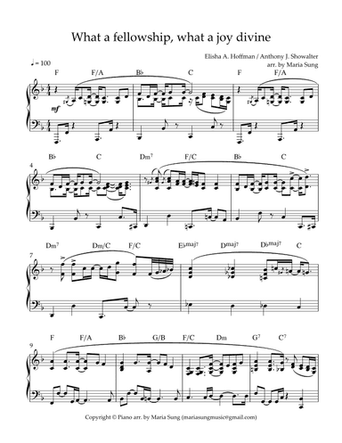 What a fellowship, what a joy divine. (arr. Maria Sung Music)