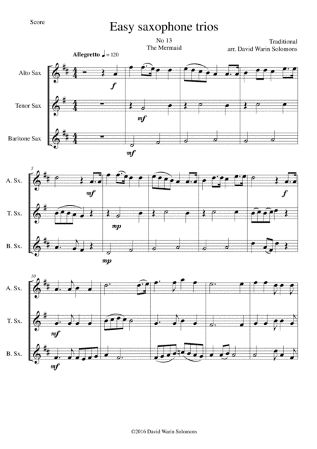 The Mermaid for saxophone trio (arr. David Warin Solomons)