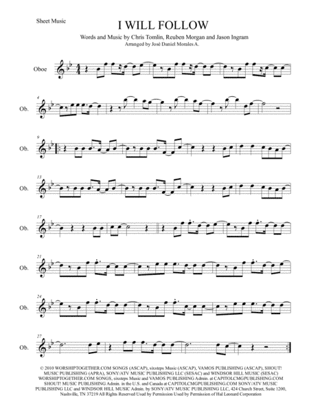 I Will Follow (arr. José Daniel Morales A.)