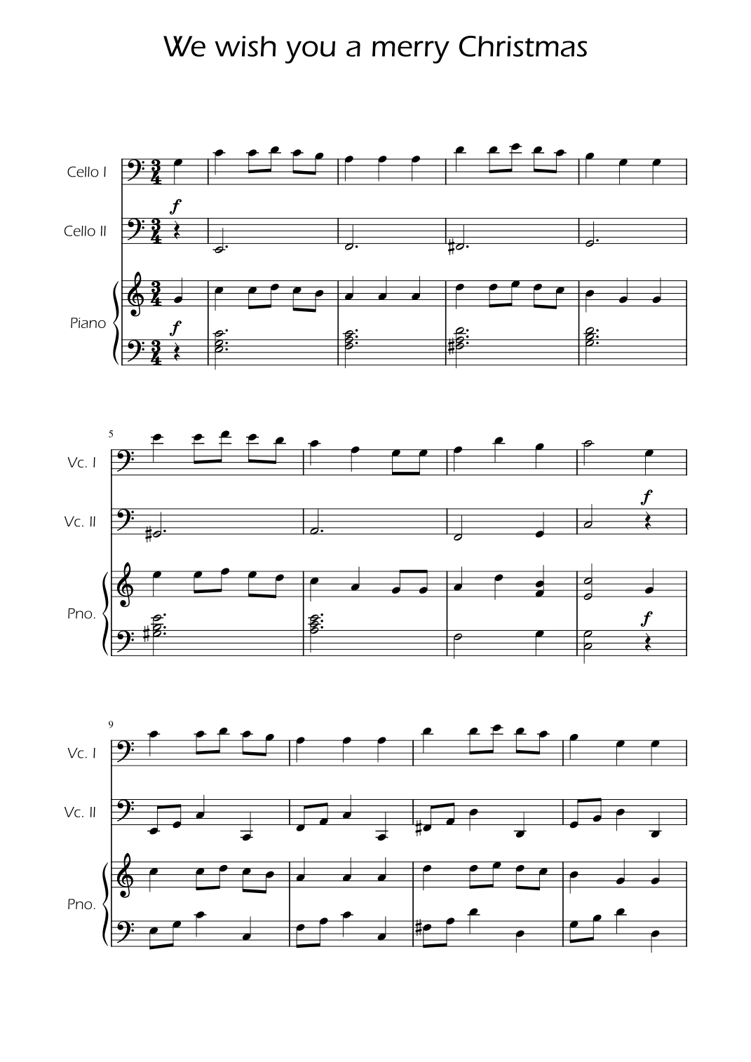 We Wish You a Merry Christmas - Cello Duet w/ Piano (arr. Ygor Nunes)
