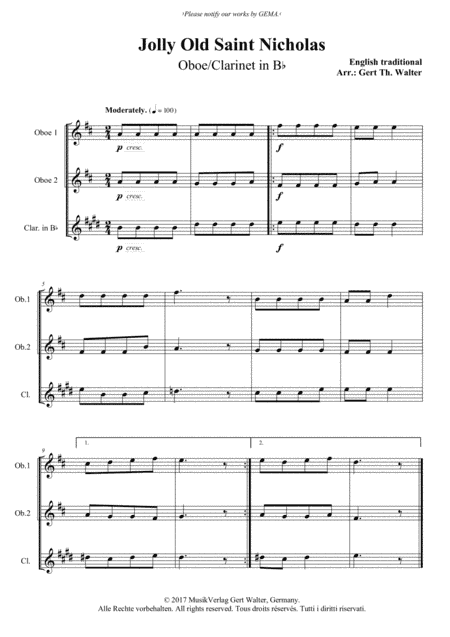 Jolly Old Saint Nicholas (arr. Gert Th. Walter)
