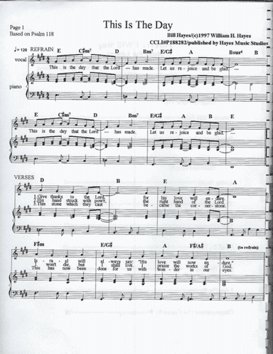 Psalm 118:  This Is The Day (song version - piano/vocal)