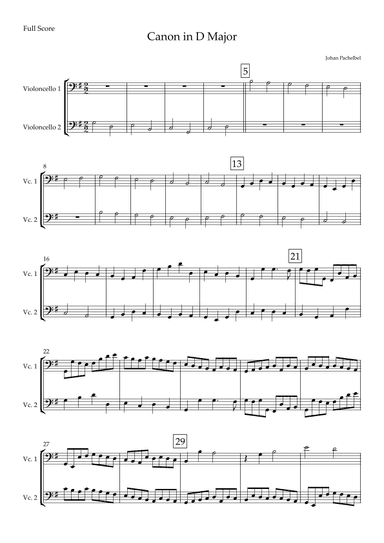 Canon (Johann Pachelbel) for Cello Duo in G Major (arr. Fabio Britto)