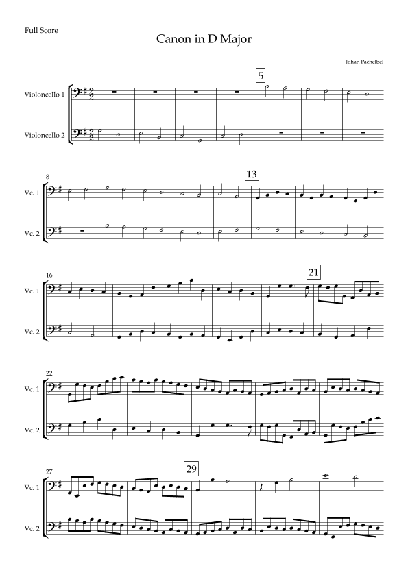Canon (Johann Pachelbel) for Cello Duo in G Major (arr. Fabio Britto)