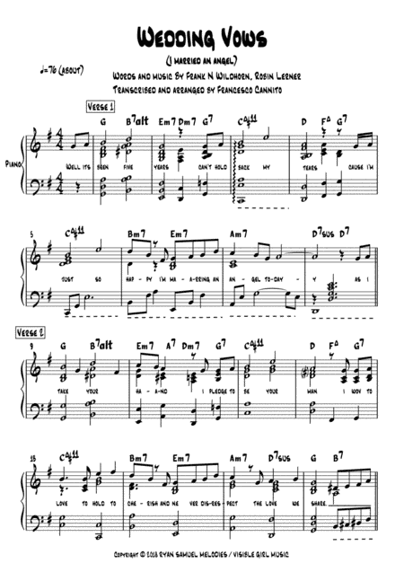 Wedding Vows (arr. Francesco Cannito)