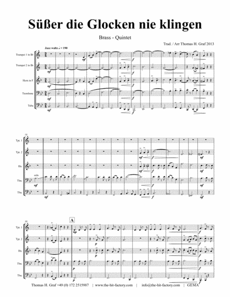 Süßer die Glocken nie klingen - German Christmas Song - Brass Quintet (arr. Thomas H. Graf)