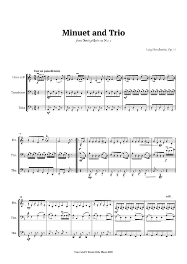 Minuet by Boccherini for Low Brass Trio (arr. Ander)