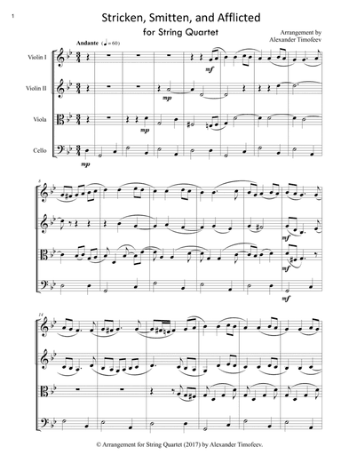 O Mein Jesu, Ich Muss Sterben (Stricken Smitten and Afflicted) for String Quartet (arr. Alexander Timofeev)