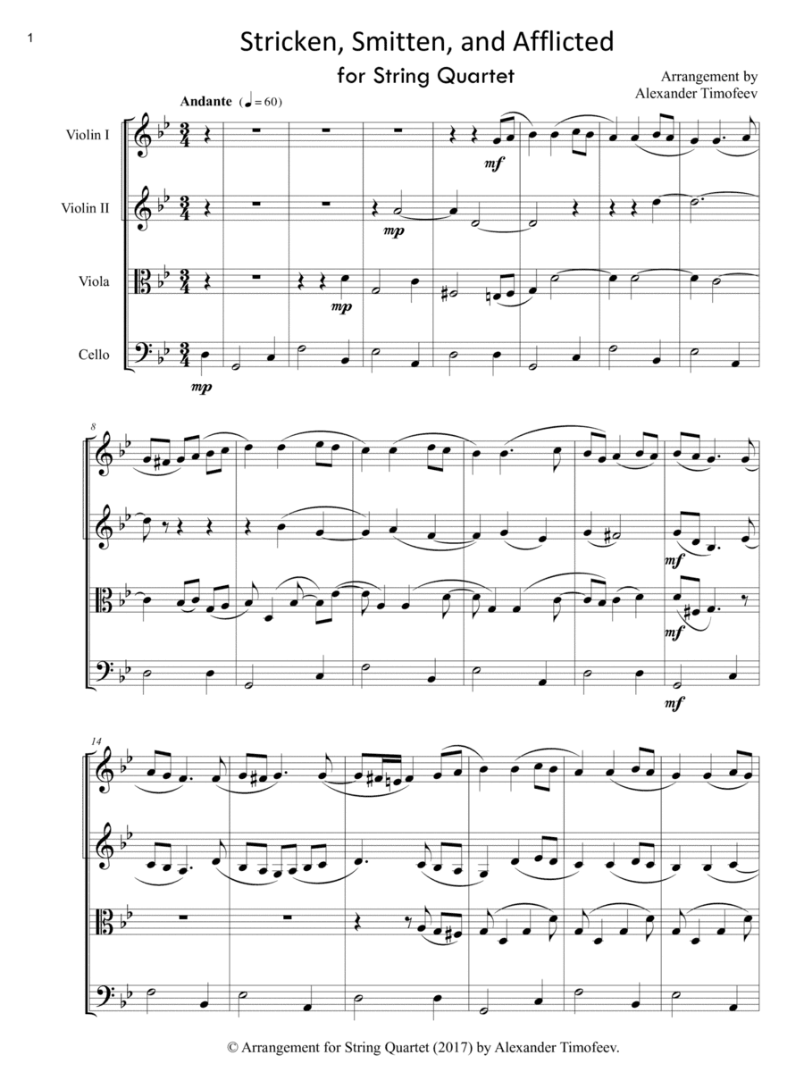 O Mein Jesu, Ich Muss Sterben (Stricken Smitten and Afflicted) for String Quartet (arr. Alexander Timofeev)