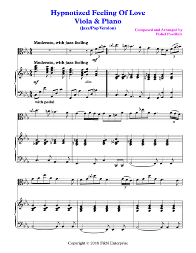 "Hypnotized Feeling Of Love"-Piano Background For Viola and Piano