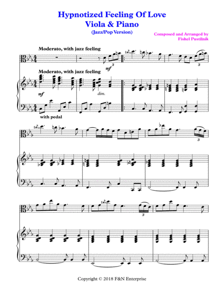 "Hypnotized Feeling Of Love"-Piano Background For Viola and Piano