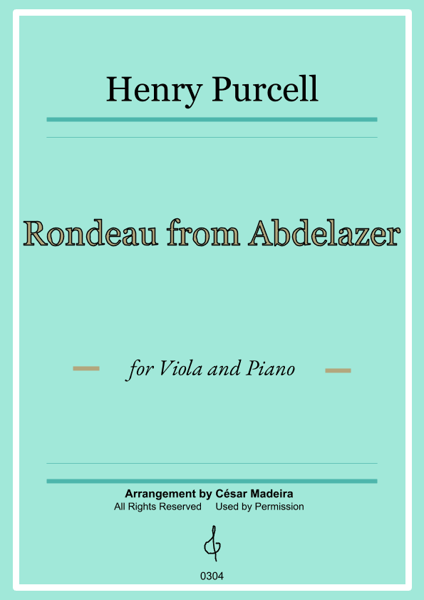 Rondeau from Abdelazer - Viola and Piano (Full Score and Parts) (arr. César Madeira)