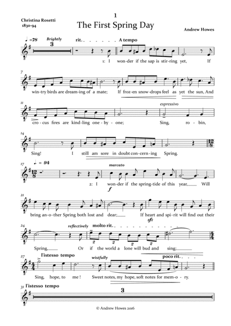 A Birthday - Vocal Score