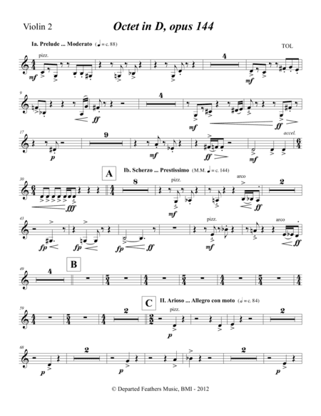 Octet in D, opus 144 (2012) violin 2 part