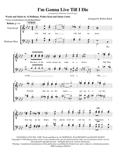 I'm Gonna Live Till I Die (arr. Robert Rund)