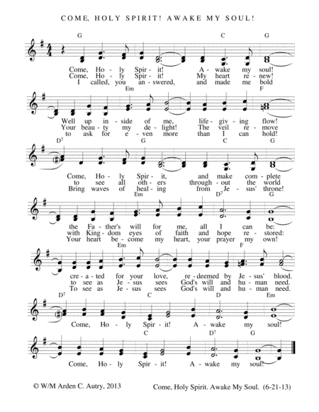 Come, Holy Spirit! Awake My Soul!