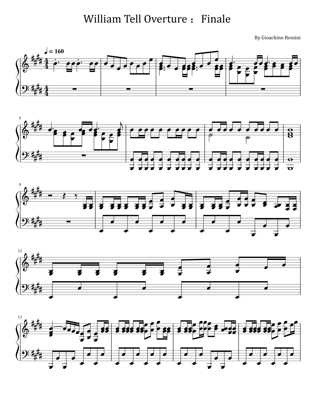 William Tell Overture :Finale - For Piano Solo - Gioachino Rossini (arr. poon)