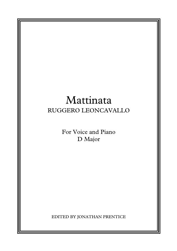 Mattinata (D Major) (arr. Jonathan Prentice)