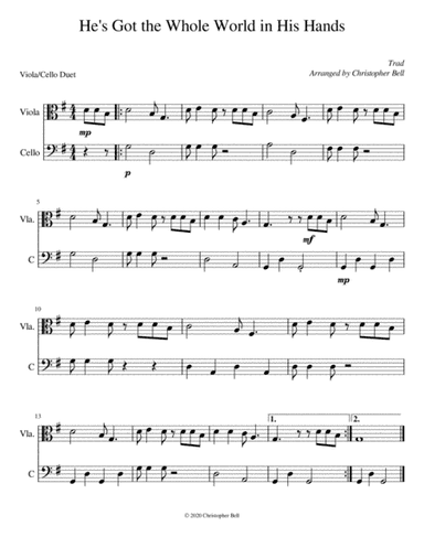 He's Got the Whole World in His Hands - Viola/Cello Duet (arr. Christopher Bell)