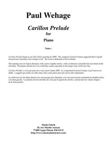 Paul Wehage: Carillon Prelude for piano