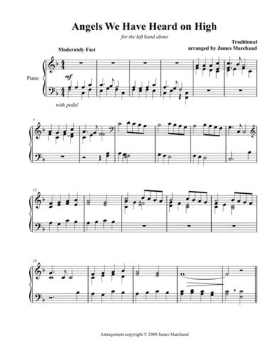 Angels We Have Heard on High (left hand) (arr. James Marchand)
