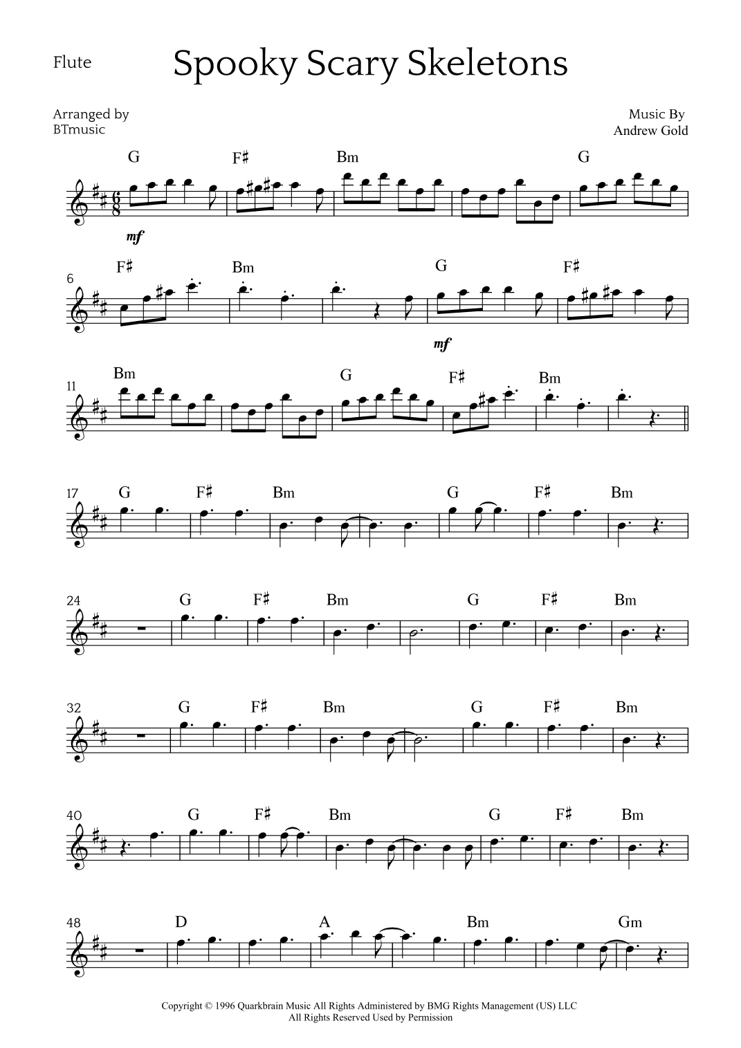 Spooky Scary Skeletons (arr. BTmusic)