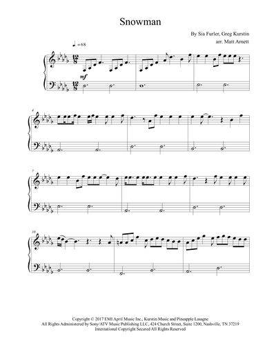 Snowman (arr. Matt Arnett)