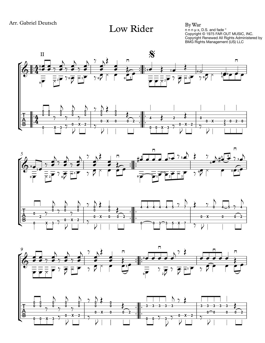 Low Rider (arr. Gabriel Deutsch)
