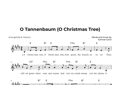 O Tannenbaum (O Christmas Tree) - Key of E Major (arr. R. Salvario)