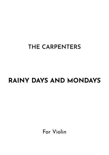 Rainy Days And Mondays (arr. Jireh J.)