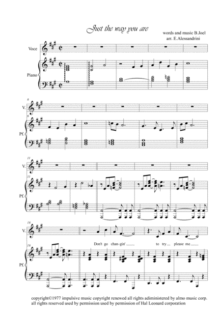 Just The Way You Are (arr. Ester Alessandrini)