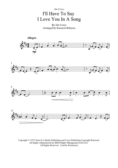 I'll Have To Say I Love You In A Song (arr. Kaiserin Rebecca)