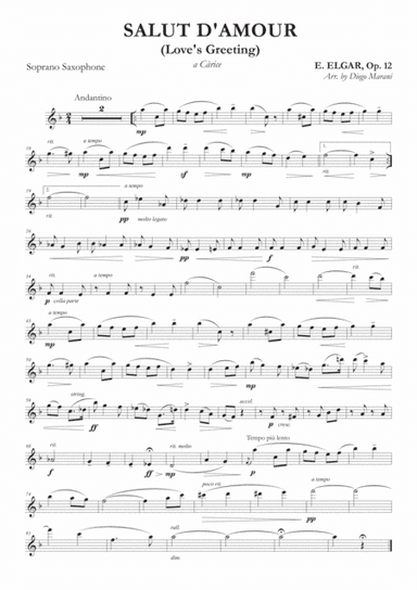Salut d'Amour (Love's Greeting) for Saxophone Quartet (arr. Diego Marani)