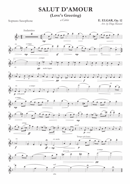 Salut d'Amour (Love's Greeting) for Saxophone Quartet (arr. Diego Marani)