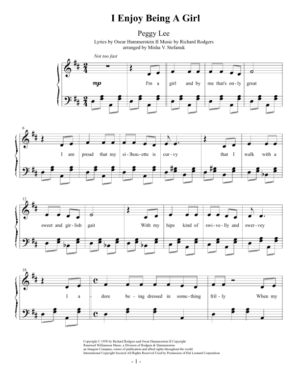 I Enjoy Being A Girl (arr. Misha Stefanuk)