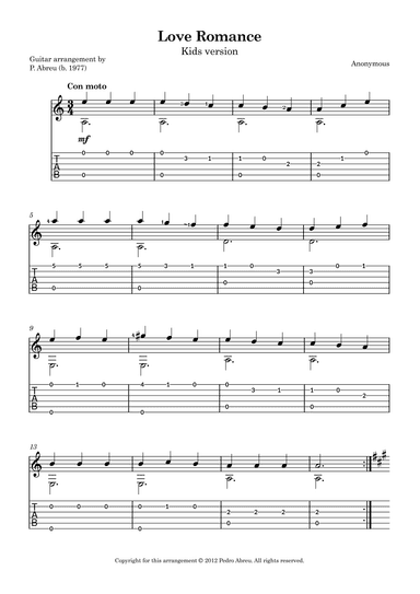 Love Romance (Kids version) (arr. Pedro Abreu)