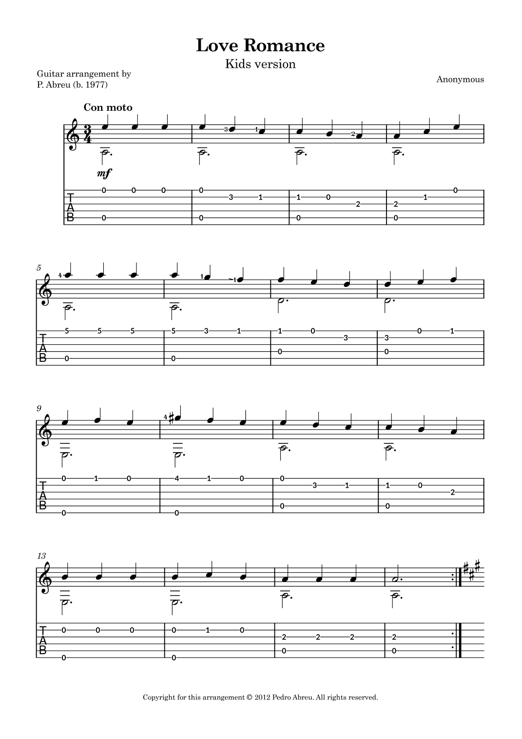 Love Romance (Kids version) (arr. Pedro Abreu)