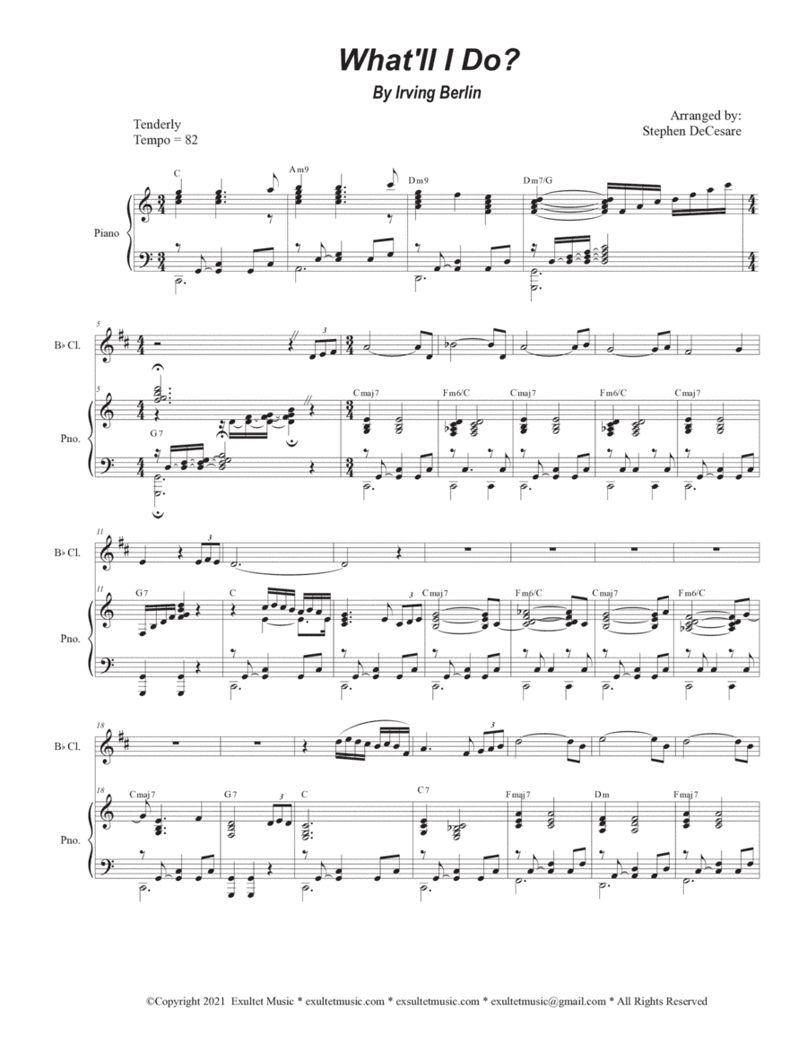 What'll I Do? (Bb-Clarinet solo and Piano) (arr. Stephen DeCesare)