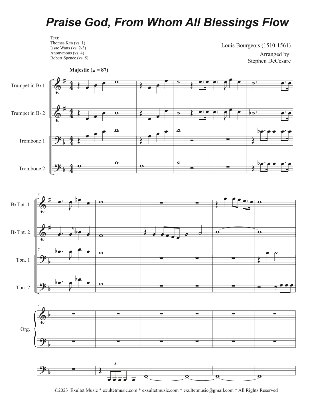 Praise God, From Whom All Blessings Flow (Vocal Quartet - (SATB) (Full Score - Alt.) - Score Only (arr. Stephen DeCesare)