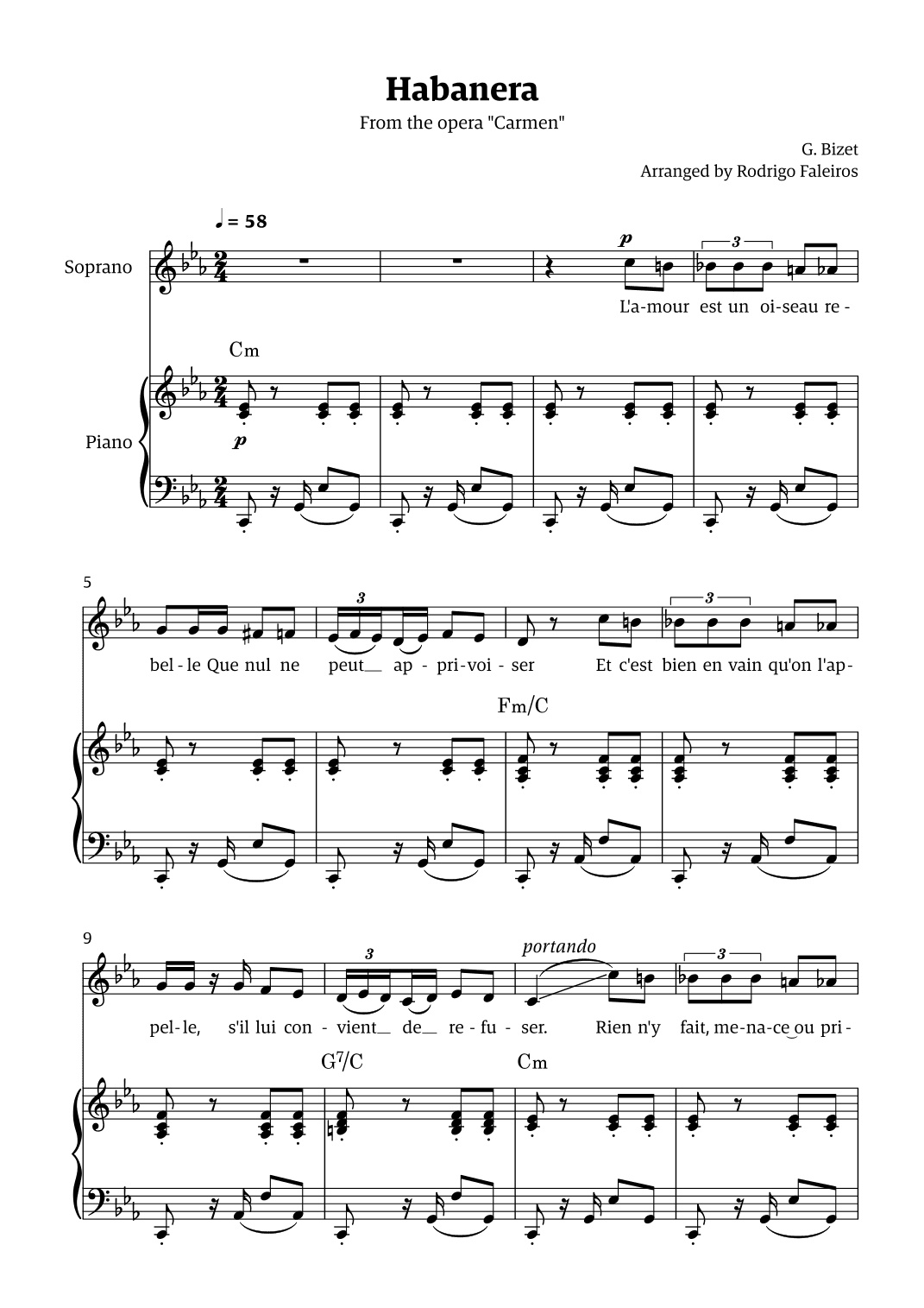 Habanera (for soprano - C minor/major) (arr. Rodrigo Faleiros)