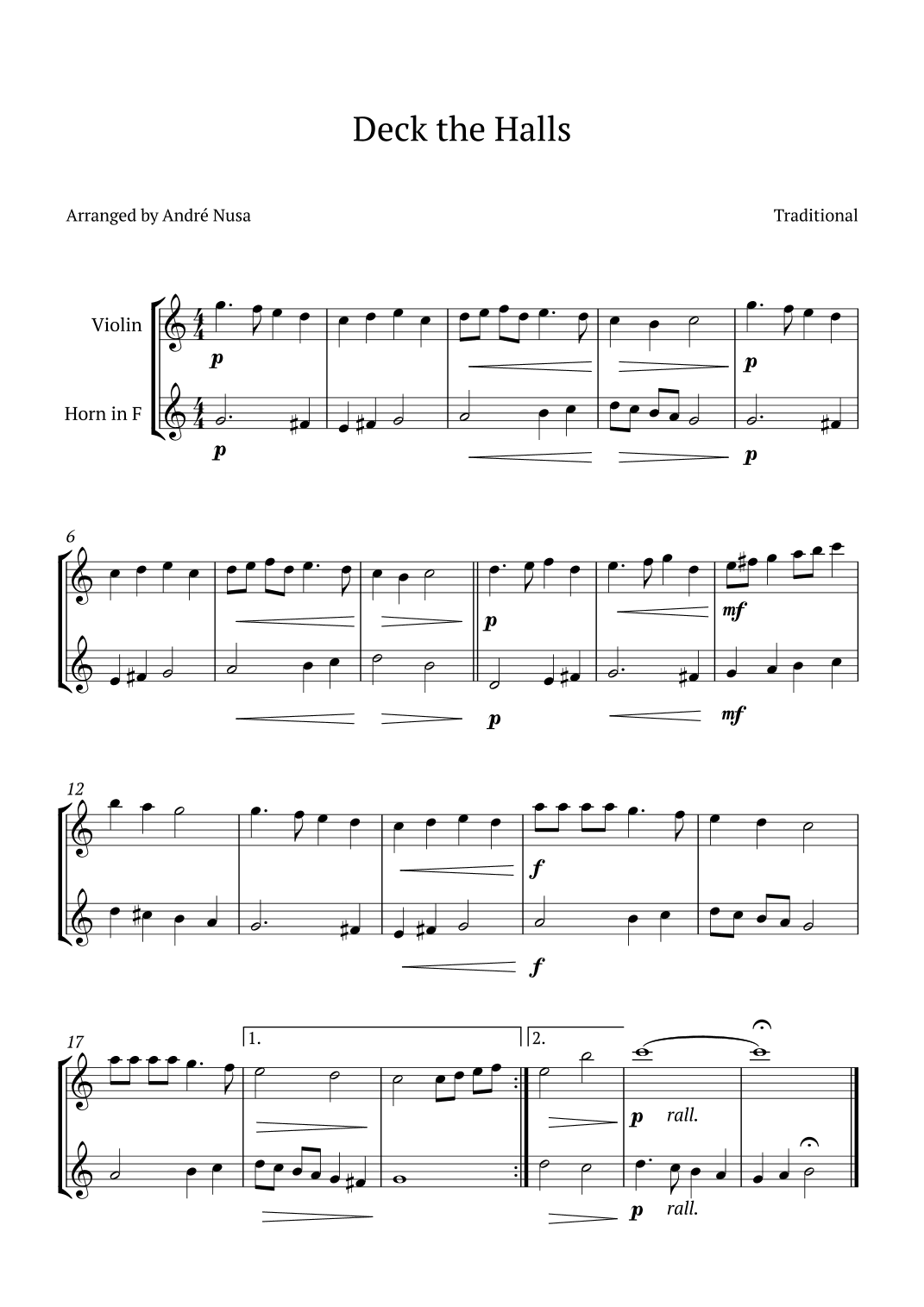 Deck the Halls (arr. André Nusa)